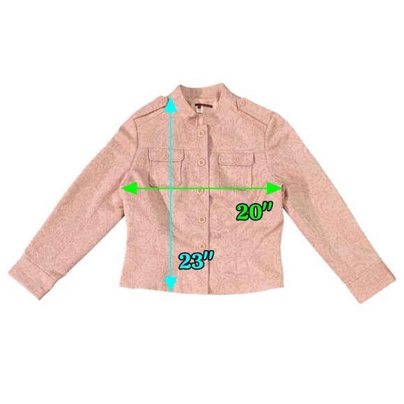 Tapemeasure Anthropologie Pink Paisley Brocade Button-Up Military Jacket - Picture 3 of 10